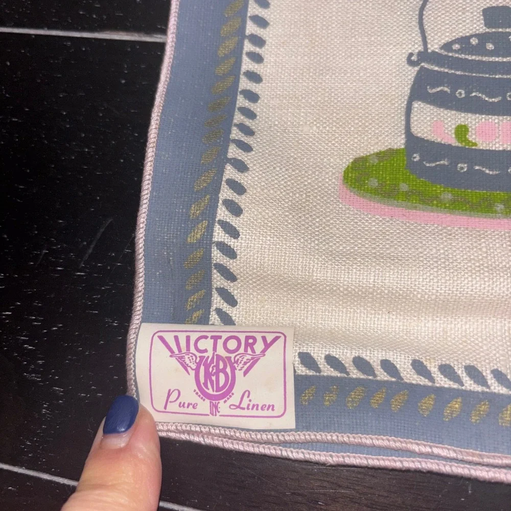 NEW | Vintage‎ Victory | Pure Linen | 4 Place Mats ONLY | MCM Kitchen Pink Green